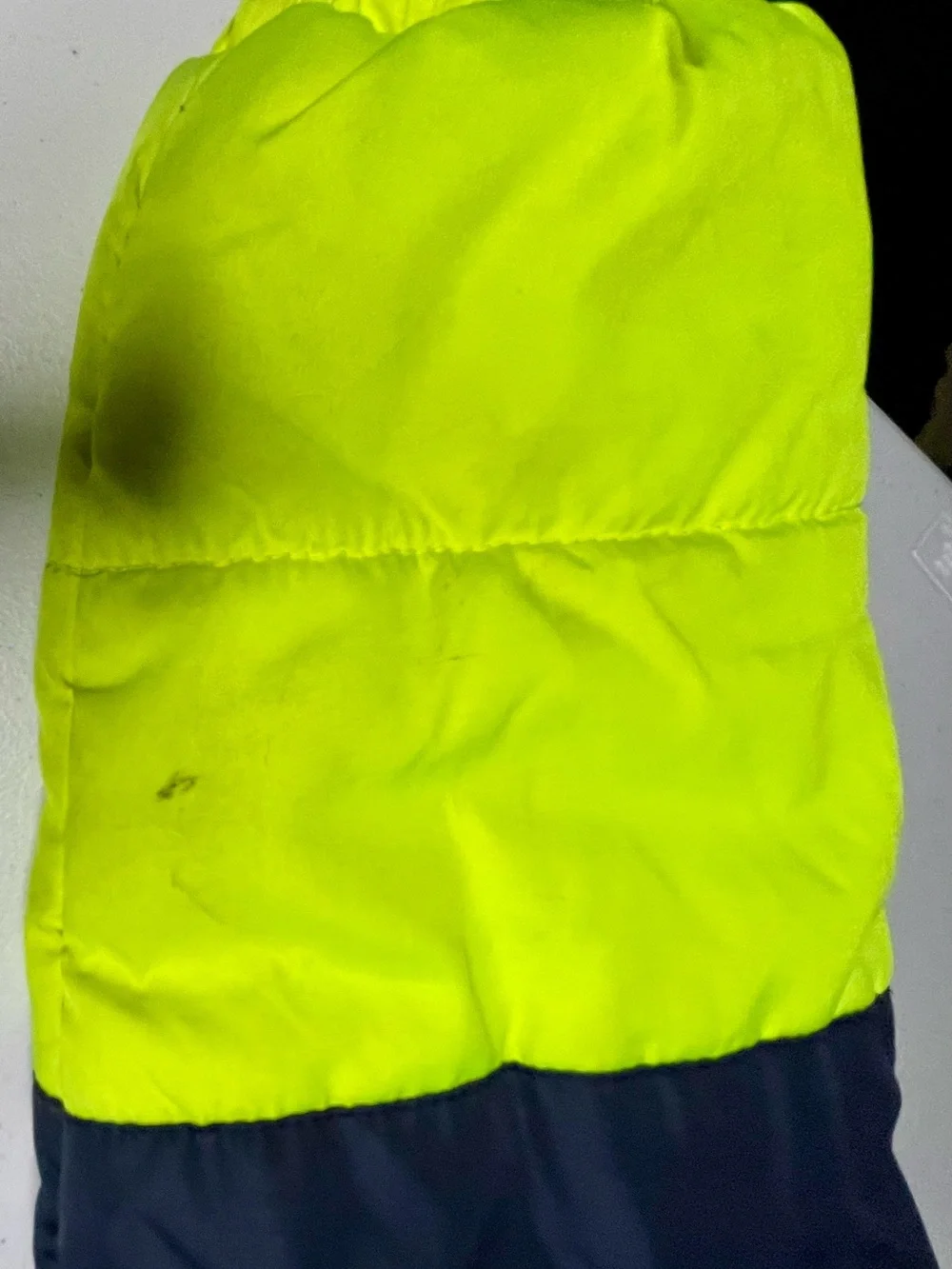 OshKosh B'gosh Gray, Navy & Neon Yellow Colorblock Hooded Puffer